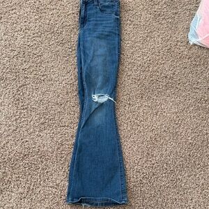 Hollister Dark Blue Distressed Flare Jeans